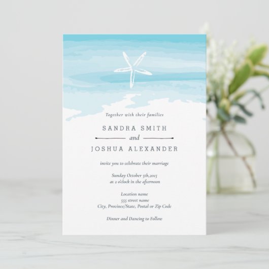 Invitation de mariage Starfish Beach (Debout devant)