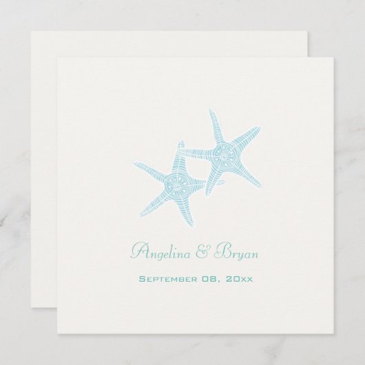 Invitation de mariage Starfish Beach (Devant / Derrière)