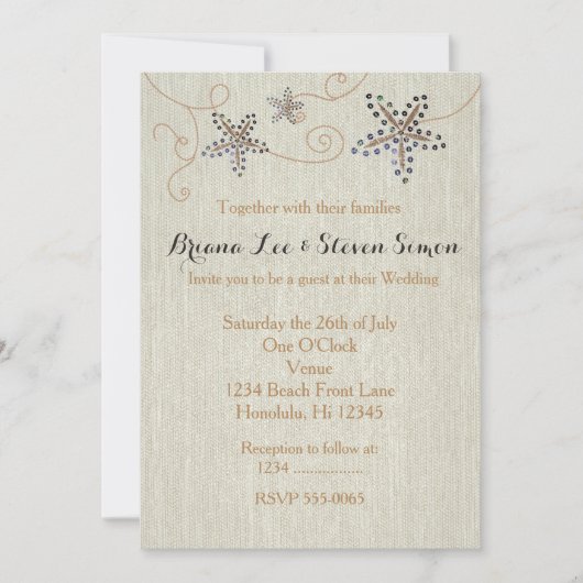 Invitation de mariage Starfish Elegance Linge de p (Devant)