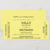 Invitation de mariage (style billet de concert) (Devant / Derrière)