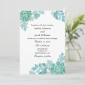 Invitation de mariage succulente. Invitation menth (Debout devant)