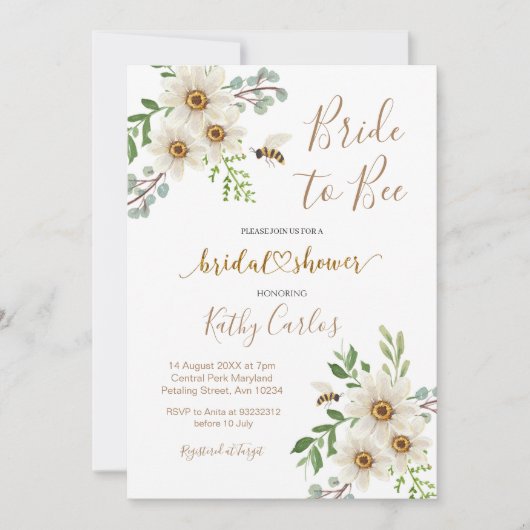 Invitation de mariage Summer Daisy Bride to Bee (Devant)