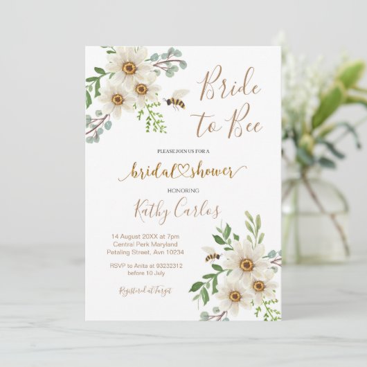 Invitation de mariage Summer Daisy Bride to Bee (Debout devant)