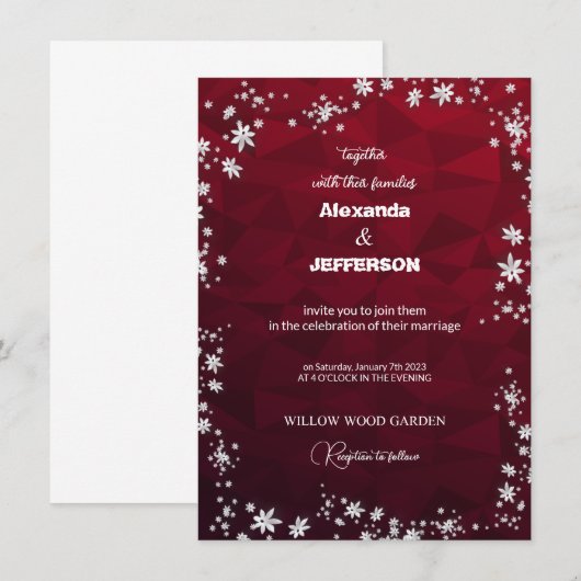 Invitation de mariage sur fond marron polygone (Devant / Derrière)