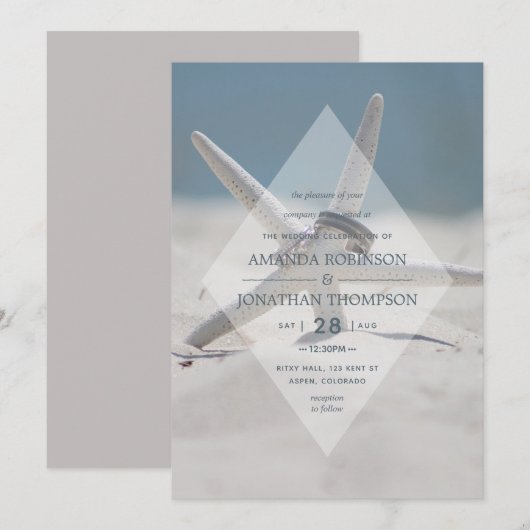 Invitation de mariage sur la plage (Devant / Derrière)