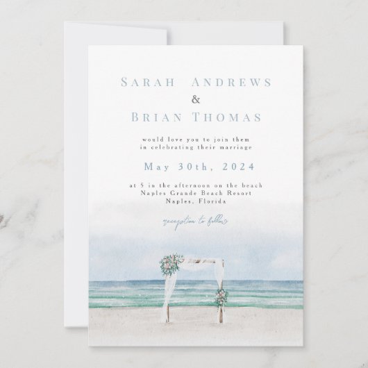 Invitation de mariage sur la plage (Devant)