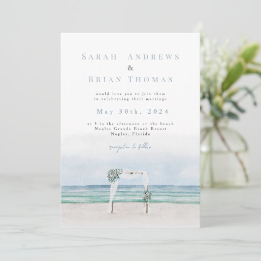 Invitation de mariage sur la plage (Debout devant)