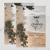 Invitation de mariage sur la plage aux fleurs de b (Devant / Derrière)