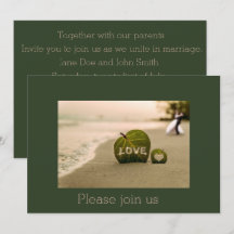 Invitation de mariage sur la plage avec amour