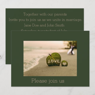Invitation de mariage sur la plage avec amour