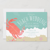 Invitation de mariage sur la plage avec crabe, sab (Devant)