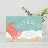 Invitation de mariage sur la plage avec crabe, sab (Debout devant)