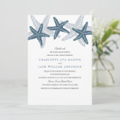 Invitation de mariage sur la plage Blue Starfish (Debout devant)