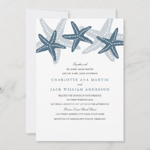 Invitation de mariage sur la plage Blue Starfish