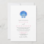 Invitation de mariage sur la plage de coquillages (Devant)