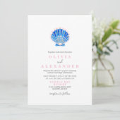 Invitation de mariage sur la plage de coquillages (Debout devant)