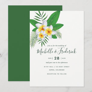 Invitation de mariage sur la plage de frangipanier