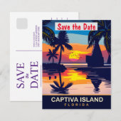 Invitation de mariage sur la plage de l'île Captiv (Devant / Derrière)
