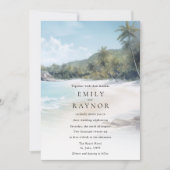 Invitation de mariage sur la plage de l'île tropic (Devant)