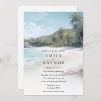 Invitation de mariage sur la plage de l'île tropic