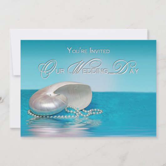 Invitation de mariage sur la plage - Plage/Coquill (Devant)