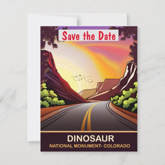 Invitation de mariage sur la route du Dinosaur Nat (Devant)