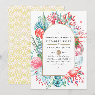 Invitation de mariage sur la vie marine de la mer