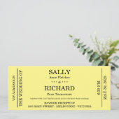 Invitation de mariage (sur le modèle d'un billet d (Debout devant)