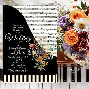 Invitation de mariage sur le thème du piano musica