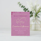 Invitation de mariage sur le thème Gold & Pink Liz (Debout devant)
