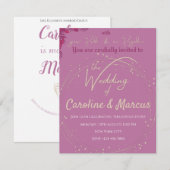 Invitation de mariage sur le thème Gold & Pink Liz (Devant / Derrière)