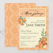 Invitation de mariage sur le thème Orange (Devant / Derrière)
