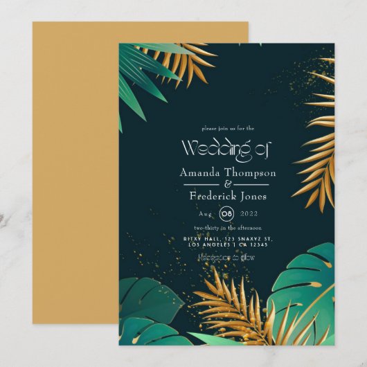 Invitation de mariage sur une plage tropicale (Devant / Derrière)