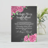 Invitation de mariage tableau floral de pivoine ro (Debout devant)