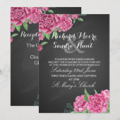 Invitation de mariage tableau floral de pivoine ro (Devant / Derrière)