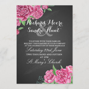 Invitation de mariage tableau floral de pivoine ro