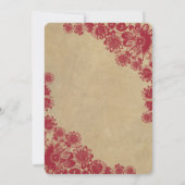 Invitation de mariage tachée de thé Daisy rouge et (Dos)