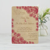 Invitation de mariage tachée de thé Daisy rouge et (Debout devant)