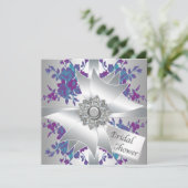 Invitation de mariage Teal Purple Roses (Debout devant)