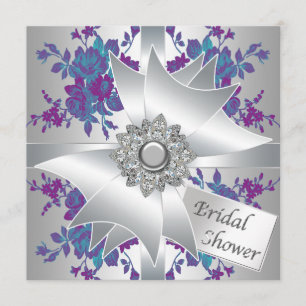 Invitation de mariage Teal Purple Roses