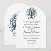 Invitation de mariage Teal Swirl Tree Roots of Lov (Devant / Derrière)