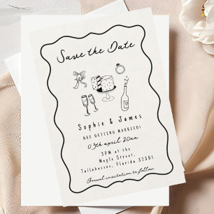 Invitation de mariage tendance avec gribouillis de