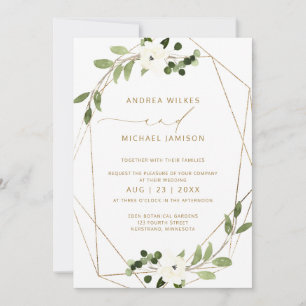 Invitation de mariage tendance géométrique feuilla