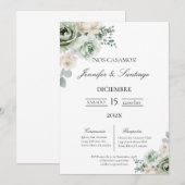 Invitation de mariage thème botanique (Devant / Derrière)