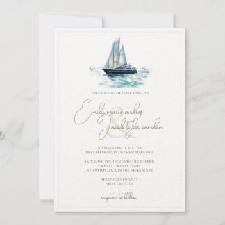 Invitation de mariage - Thème de voile en aquarell