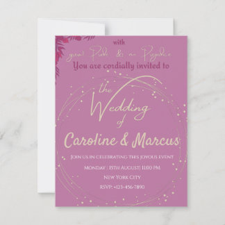 Invitation de mariage thème Gold & Pink Lizzy & Da