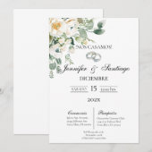 Invitation de mariage thème greenery (Devant / Derrière)