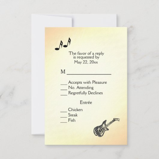 Invitation de mariage thème guitare jaune (Devant)