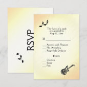 Invitation de mariage thème guitare jaune (Devant / Derrière)