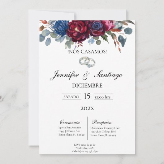 Invitation de mariage thème jewel (Devant)